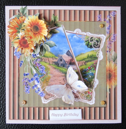 Sunflowers and butterfly 7x7 by Davina Rundle