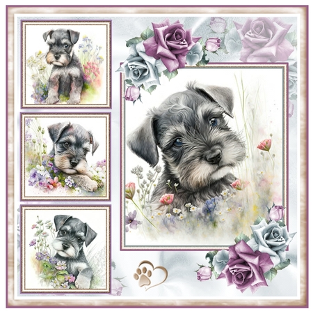 Schnauzer Puppy Collage Mini Page Kit by Davina Rundle