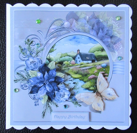 English cottage and flowers 7x7 by Davina Rundle