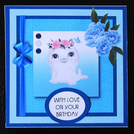 7 Inch Square Card Mini Kit -  Cute Little Seal by Davina Rundle