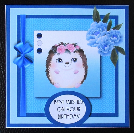 7 Inch Square Card Mini Kit -  Cute Little Hedgehog by Davina Rundle