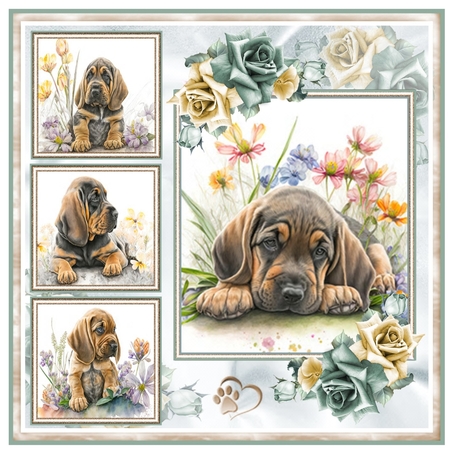 Bloodhound Puppy Collage Mini Page Kit by Davina Rundle