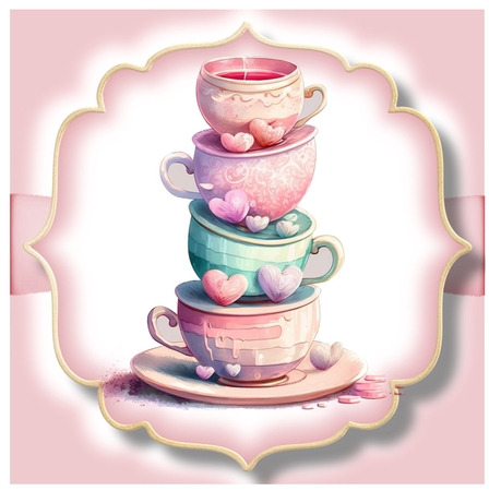 Simple Watercolour Floral Teacups 3 by Davina Rundle