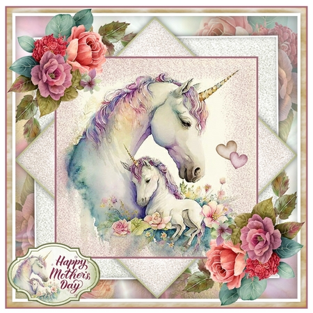 Unicorn Mother And Baby Mini Page Kit by Davina Rundle