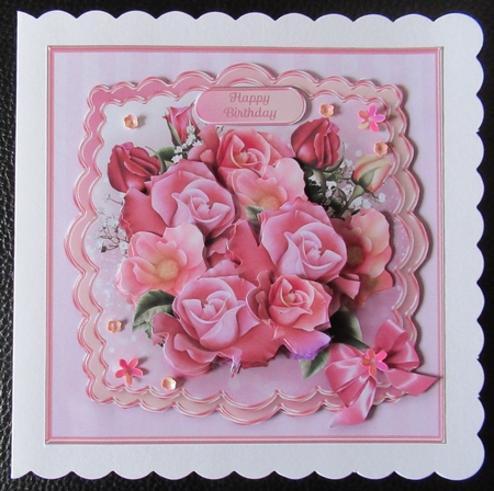 Pink Rose Bouquet - Decoupage Card Mini Kit by Davina Rundle
