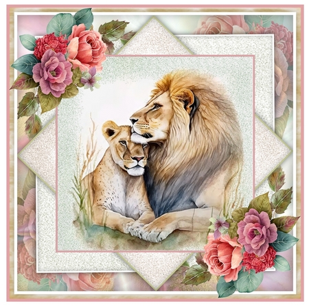 Cute Lion Couple 02 Mini Page Kit by Davina Rundle