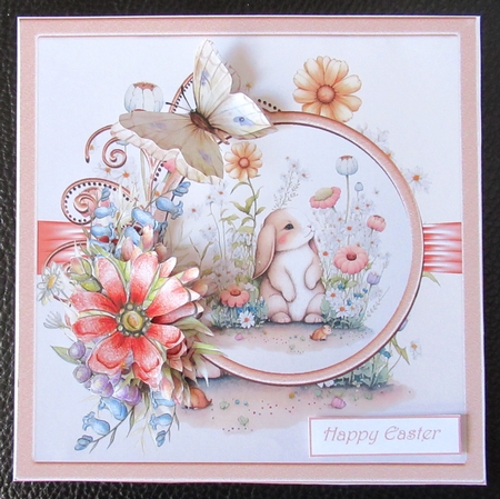 Cute rabbit and flowers 7x7 by Davina Rundle