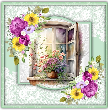 7.5x7.5 , Beautiful Vintage Window 3 by Davina Rundle