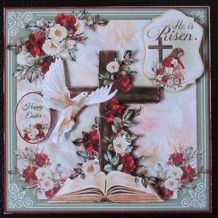 He Is Risen Card Front With Decoupage by Davina Rundle