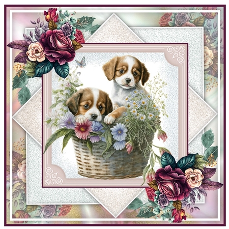 Vintage Puppy Basket 02 Mini Page Kit by Davina Rundle