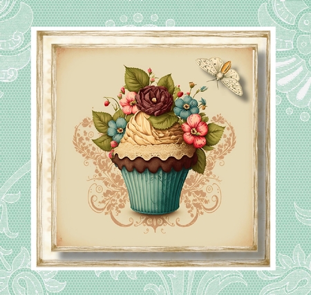 Simple Vintage Floral Cupcake 6 by Davina Rundle
