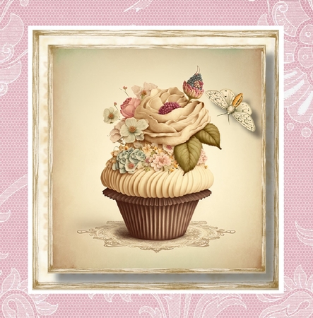 Simple Vintage Floral Cupcake 10 by Davina Rundle