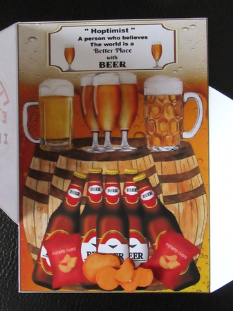 Hoptimist beer themed card front 1 by Davina Rundle
