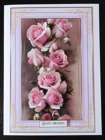 Pink Decoupage Roses A5 Topper 1 by Davina Rundle