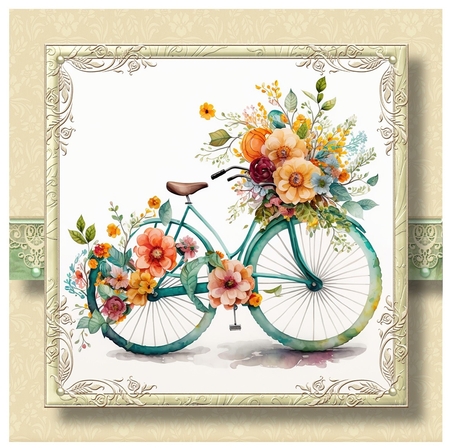 Simple Watercolour Floral Bicycle 4 by Davina Rundle