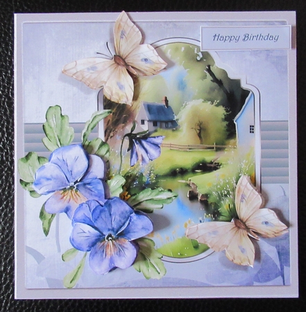 English countryside and pansy 7x7 by Davina Rundle