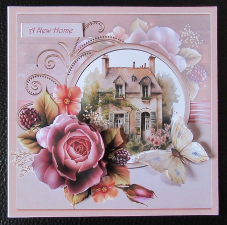 A Grand house and roses 7x7 by Davina Rundle