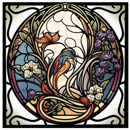 Art Nouveau Stained Glass Window 1 by Davina Rundle