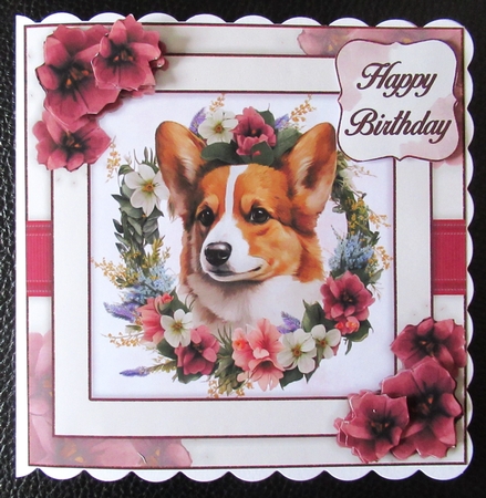 Dogs & Flowers Mini Kit #8 **INCLUDES CARD FRONT WITH NO CORNER FLOWERS** by Davina Rundle