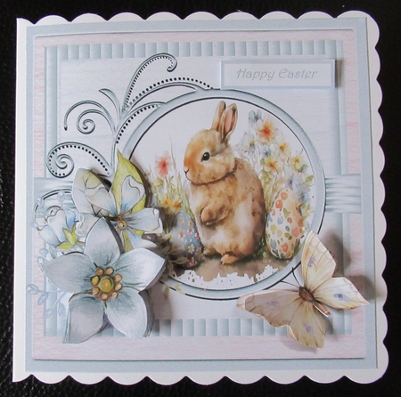 Easter bunny and eggs 7x7 by Davina Rundle