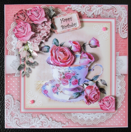 Cup Of Pink Roses by Davina Rundle