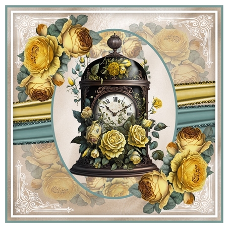 Vintage Rose Clock 02 Mini Page Kit by Davina Rundle