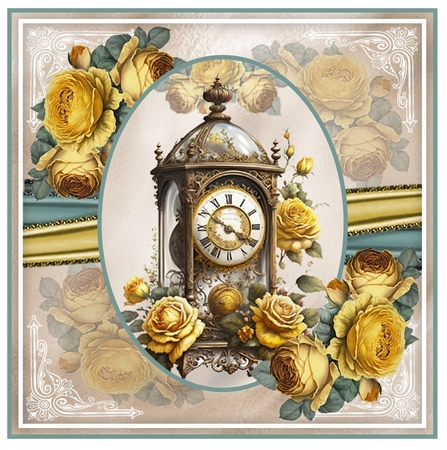 Vintage Rose Clock 03 Mini Page Kit by Davina Rundle