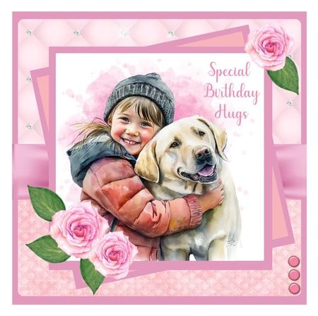 Special Birthday Hugs  (7x7 inch square card kit) by Davina Rundle