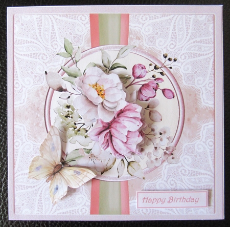 Pink rose and butterfly 7x7 by Davina Rundle
