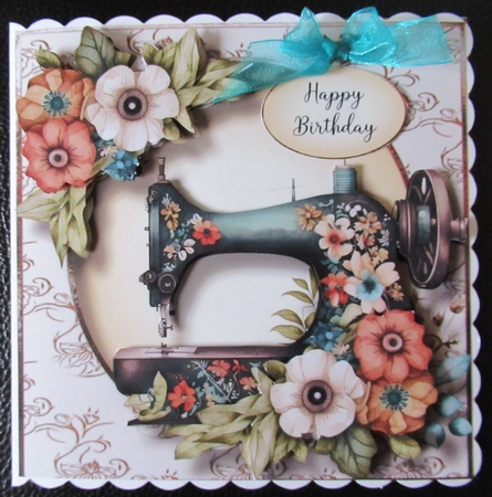 Vintage Floral Sewing Machine 1 by Davina Rundle