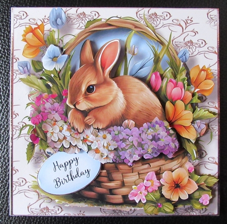 Rabbit In A Flower Basket 3 by Davina Rundle