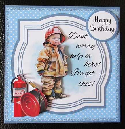 Fireman in Training #1 (7x7 inch square card kit) by Davina Rundle