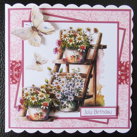 Garden steps and flowers 7x7 by Davina Rundle