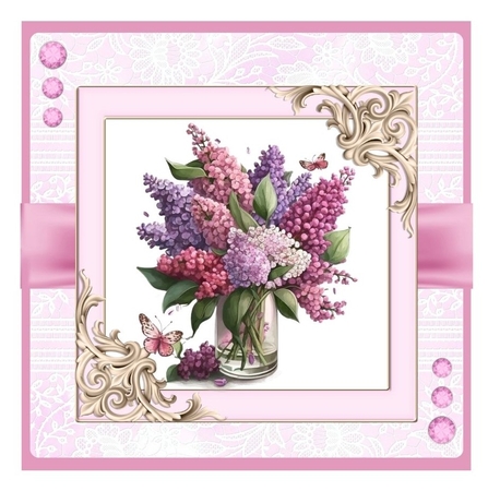 Lilacs and Butterflies #1 (7x7 inch square card kit) by Davina Rundle