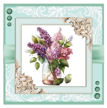 Lilacs and Butterflies #4 (7x7 inch square card kit) by Davina Rundle