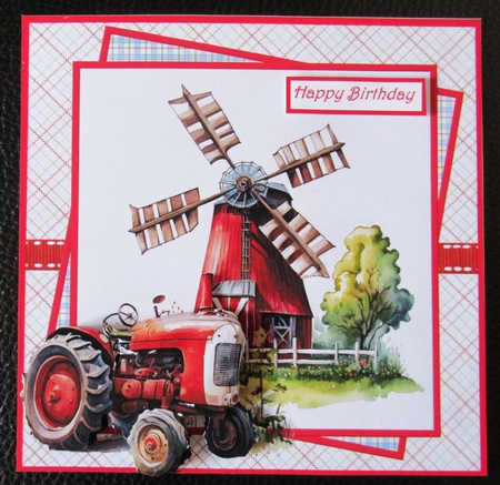 Windmill and tractor at the farm 7x7 by Davina Rundle