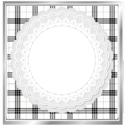 Lovely Black/White Check With White Lace Card Fronts 7x7 by Davina Rundle