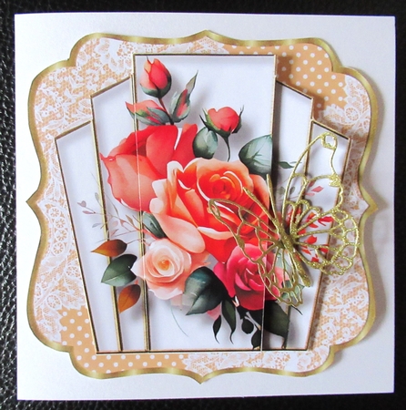 7x7 Art Deco Watercolour Bouquet - Orange & Pink by Davina Rundle
