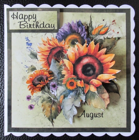 6x6 Birthday Sunflowers topper by Davina Rundle