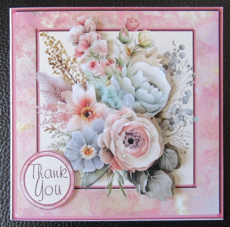Pink And Blue Floral 6x6 Topper by Davina Rundle