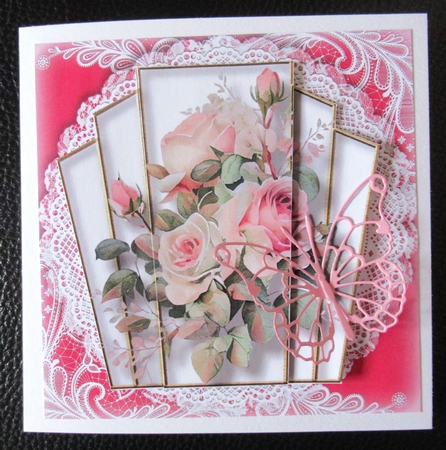 7x7 Art Deco Watercolour Bouquet - Vintage Pink Roses by Davina Rundle