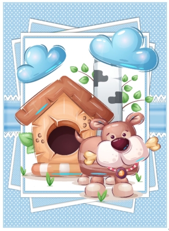 Cute puppy sending lots of wishes 7x7 & A5 mini kit by Davina Rundle