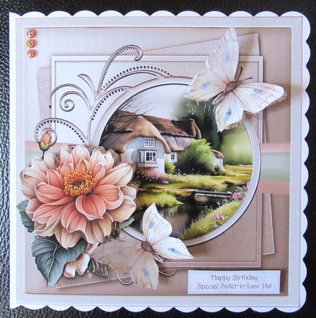 Flower and butterfly 7x7 by Davina Rundle