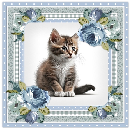 Beautiful Kitten & Vintage Roses 2  by Davina Rundle