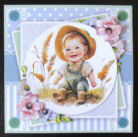 Farm Boy and Girls 5 Card Topper Collection Set by Davina Rundle