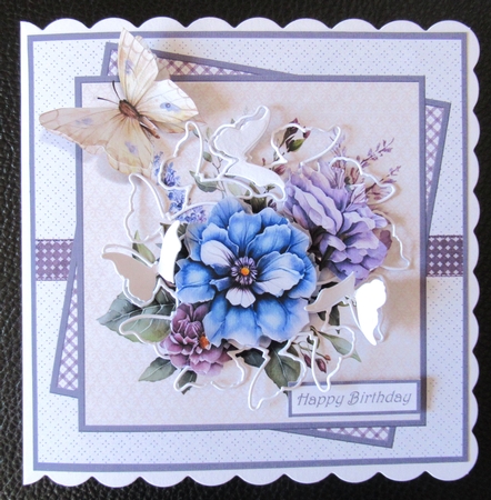 Blue and lilac flowers 7x7 by Davina Rundle