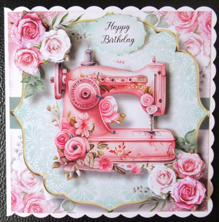 Vintage Pink Roses Sewing - Sewing Machine by Davina Rundle