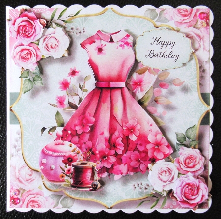 Vintage Pink Roses Sewing - Pink Dress by Davina Rundle