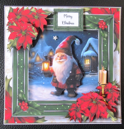 Jolly Gnome & Red Poinsettias by Davina Rundle