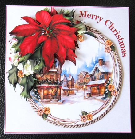 7x7 Christmas scene with poinsettia choice of two scenes mini kit by Davina Rundle